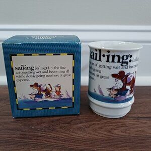 Vintage Enesco Sailing Musical Coffee Cup Mug New in Box